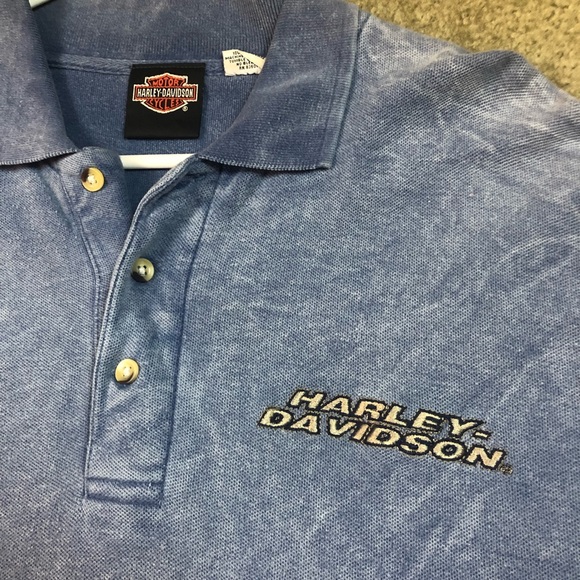 Harley Davidson Distress Blue Polo - Picture 2 of 6